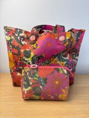 Vintage Y2K GAP Jelly PVC Large Floral Tote Bag & Zip Pouch